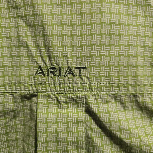 Ariat Shirt Mens Large Lime Green Short Sleeve Button Down Rodeo Western Cowboy - Picture 12 of 12